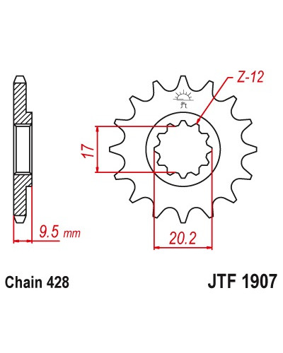 Jt передня зірка 2084 13 ktm sx 85 04-17 (208413jt) (ланцюг 428)