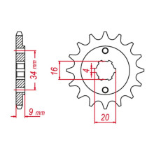 Grosskopf передня зірка 2062 15 yamaha yfs200 blaster '88-'06 (+2), tt-r230 '05-'20 (+2), dt200 l '85 (+2), hyosung gt 250 '04-'15, gy 250 '04-'12 (jtf1554.15)
