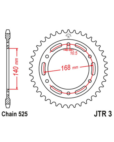 Jt задня зірка 4613 47 bmw f 800 r '09-'20 ( 10,5mm) (461347jtzbk) (ланцюг 525) 