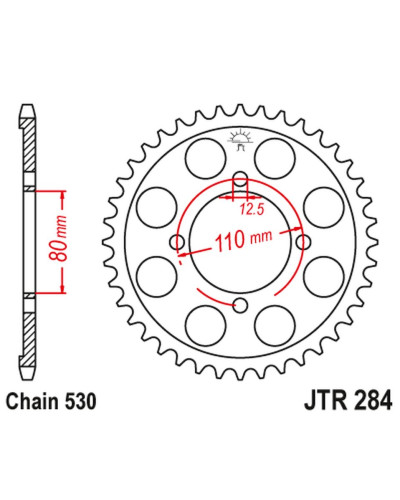 Jt задняя звезда 284 37 honda cb 650 z,a,b,c '79-'82 (28437jt) (цепь 530)