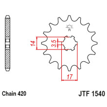 Jt передняя звезда 504 14 kawasaki z125 pro (br125) '17-'18 (50414jt) (цепь 420)