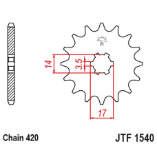 Jt передняя звезда 504 14 kawasaki z125 pro (br125) '17-'18 (50414jt) (цепь 420)