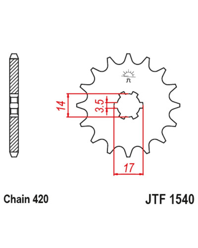 Jt передняя звезда 504 14 kawasaki z125 pro (br125) '17-'18 (50414jt) (цепь 420)