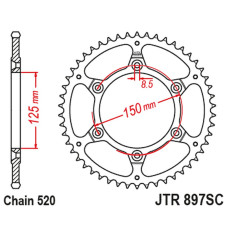 Jt задняя звезда 899 42 ktm exc/sx/exc-f 200/250/300/400/450/530 ultralite (89942jt) (цепь 520)