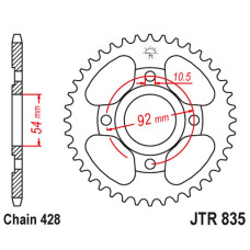 Jt задняя звезда 843 44 yamaha sr 185 '81-82 (84344jt) (цепь 428)