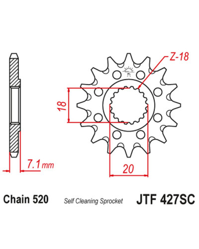 Jt передняя звезда 432 13 suzuki rm 125 '92-'07, rmz 250 '10-'12 (43213jt) (цепь 520)