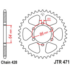 Jt задняя звезда 471 50 kawasaki ke 125 '76-87', ke 175 '76-78' (47150jt) (цепь428)