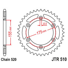Jt задня зірка 1503 46 husqvarna 125/250 wrk '88-89', cagiva 125/250 wmx '85-88' (150346jt) (ланцюг520)