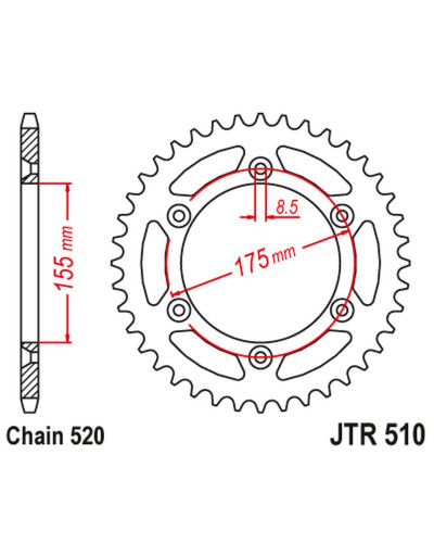 Jt задняя звезда 1503 46 husqvarna 125/250 wrk '88-89', cagiva 125/250 wmx '85-88' (150346jt) (цепь520)