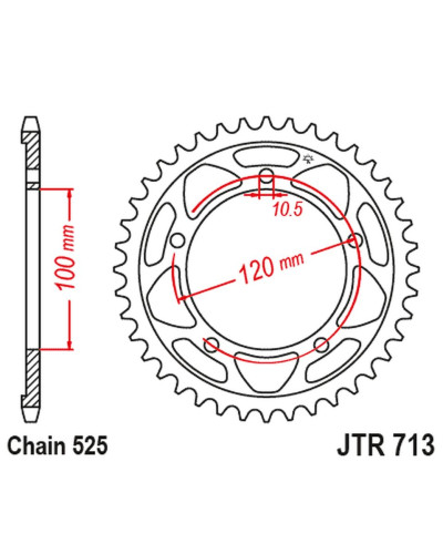 Jt задняя звезда 4447 40 aprilia rsv 1000 11-15 (444740jt) (цепь525)
