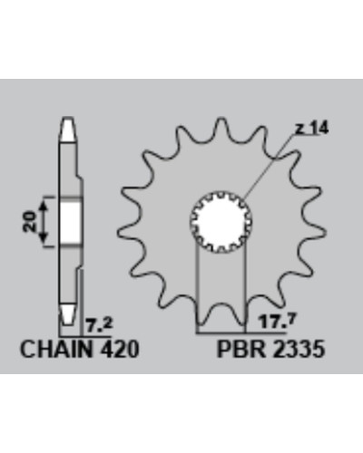 Pbr задня зірка 4738 47 yamaha yz 65 '18-'19 (jtr1798.47)