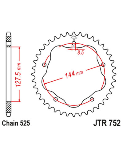 Jt задняя звезда 4320 36 ducati 848/916/996/1000/1100 (адаптер jta750b) (432036jt) (цепь 525)