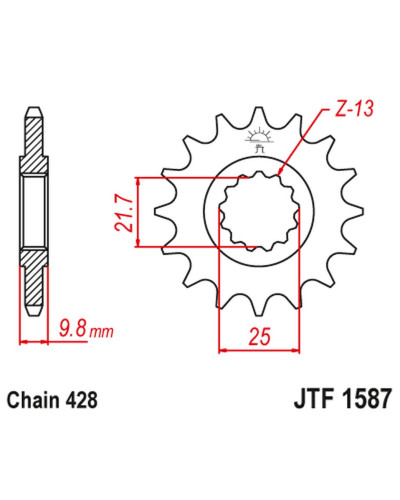 Jt передня зірка 2049 19 yamaha fzr 400 '88-95', sr 400 '88-17' sr 500 '91-00' (204919jt) (ланцюг 428)