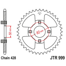 Jt задняя звезда 4351 45 honda xr 100 '81-84 (435145jt) (std.-5) (цепь428)
