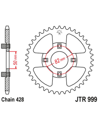 Jt задняя звезда 4351 45 honda xr 100 '81-84 (435145jt) (std.-5) (цепь428)