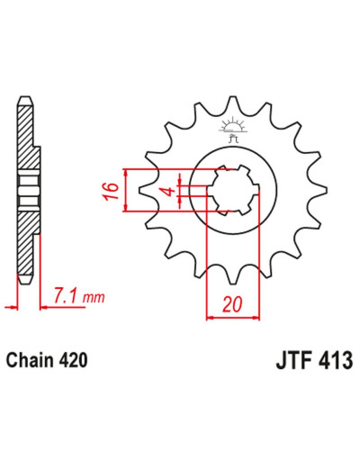 Jt передня зірка 413 15 suzuki rmx 50, ts 50 (41315jt) (ланцюг 420)