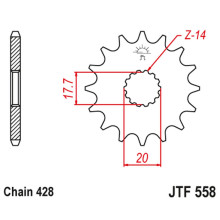 Jt передня зірка 577 20 yamaha dt 125r '93-'06 (57720jt) (ланцюг 428)