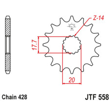Jt передня зірка 577 20 yamaha dt 125r '93-'06 (57720jt) (ланцюг 428)