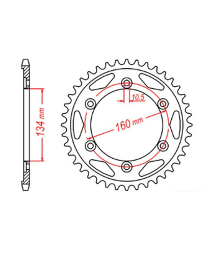 Mtx parts задня зірка 4399 40 honda cbr 1000 rr '04-'05, vtr 1000sp1/sp2 '00-'06 (jtr1306.40) (ланцюг 530)