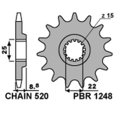 Pbr передняя звезда 1248 15 18nc ktm sx/exc 125/150 '88-'25 (jtf1901.15sc) (цепь 520)