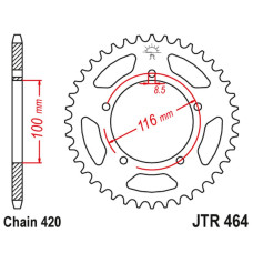 Jt задняя звезда 464 44 kawasaki kx 60 '83-03', kx 80 '83-85' (46444jt) (цепь420)