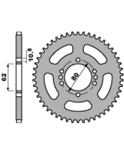 Pbr задня зірка 843 52 c45 yamaha dt 80lc 85-96 (ланцюг 428)