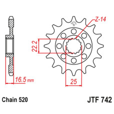 Jt передняя звезда 2171 14 ducati 848/1098/1198 '07-'15 (217114jt) (mod. цепь 520)