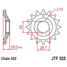 Jt передня зірка 529 17 kawasaki zx 10 b1-b3 tomcat '88-90' (52917jt) (ланцюг 532)