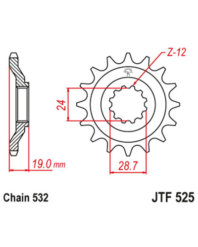 Jt передня зірка 529 17 kawasaki zx 10 b1-b3 tomcat '88-90' (52917jt) (ланцюг 532)